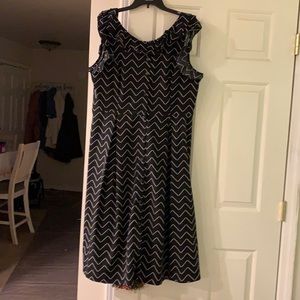 Black white button down dress